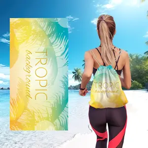 Wholesale Summer Beach Towel Backpack 2 in 1 Folding Custom Printing Convertible Beach Towels Tote Bag