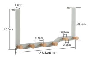 Nuovo Design Lavinia Home: Gancio per <span class=keywords><strong>Porta</strong></span> in Legno Resistente con 5-6 Ganci, <span class=keywords><strong>Appendiabiti</strong></span> Pieghevole da <span class=keywords><strong>Porta</strong></span> Bianco - Product Image 2