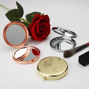 Personalized Bridesmaid Mini Makeup Mirror, Gifts for Bridesmaid Proposal, Engraved Pocket Metal Frame Mirror