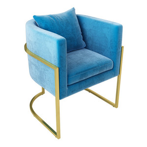 <span class=keywords><strong>Fauteuil</strong></span> inclinable moderne et minimaliste en velours gris avec coussin, pieds dorés, pour petite chambre à coucher - Product Image 3