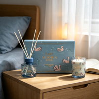 Ensemble cadeau diffuseur à bâtonnets et bougie parfumée en cire de soja, parfum d'ambiance écologique, vente en gros, fournisseur en vrac pour Pâques et les marques