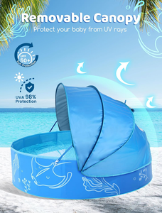 Piscine gonflable pour enfants personnalisée avec auvent solaire, piscine extérieure avec motifs marins - Product Image 2