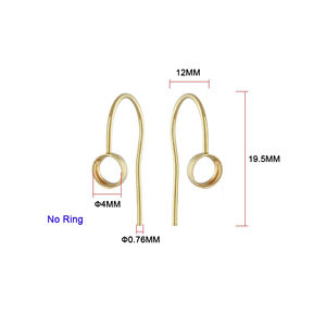 14Kゴールド充填GF耳ワイヤー4MMベゼル耳ワイヤーリング付きジュエリーイヤリング製造アクセサリー - Product Image 5