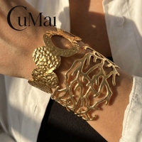 Bracelet jonc ouvert en acier inoxydable CUMAI avec motif corail pour femme, idéal pour les fêtes, le quotidien, la plage, accessoires de bijoux vintage