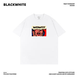 Camiseta de Manga Corta Blanca con Diseño Pop Art, para Hombre, Transpirable, 100% Algodón Jersey, Estilo Serigrafiado - Product Image 3