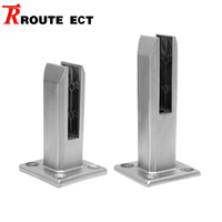 Penjepit Kaca Stainless Steel 304, Finishing Hitam Matte Brushed Mirror, Perlengkapan Pagar Balkon Kolam Renang untuk Sistem Kaca Tanpa Bingkai