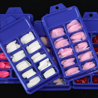 120 Pièces Faux Ongles Carrés Amande, Couleur Unie, Extension d'Ongles Complète, Artificiels d'Été à Presser