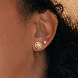 SPJ <span class=keywords><strong>Venta</strong></span> al por Mayor, Aretes Clásicos de Plata de Ley 925 con Perlas Redondas de Agua Dulce, Juego de Joyería de Perlas Antialérgicas para Mujer - Product Image 2