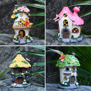 <span class=keywords><strong>Cabane</strong></span> <span class=keywords><strong>en</strong></span> résine solaire décoration de jardin de cour extérieure de noël veilleuse LED atmosphère de conte de fées ornement créatif - Product Image 4