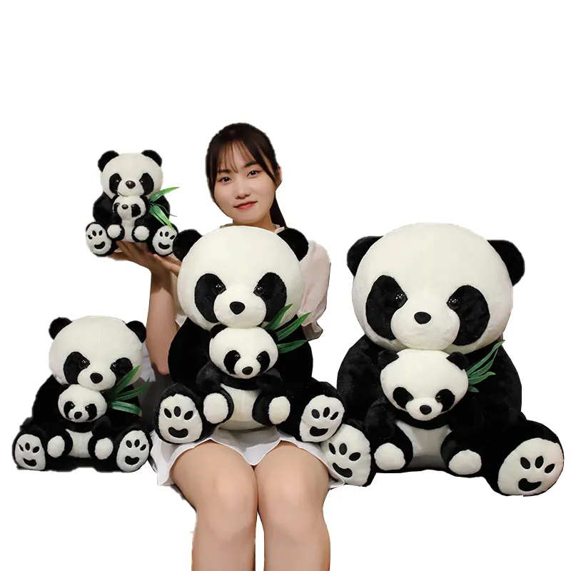 थोक नए नरम प्यारे भरवां जानवर आलीशान खिलौने माँ और बच्चे पांडा शिशु पशु उत्पाद बच्चों के उपहार सजावट के लिए