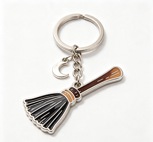 <b>Custom</b> Metal Witch Broom <b>Keychain</b> Enamel Broom Key Ring Silver Pendant Promotion Gift - Product Image 3