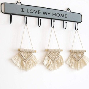 Bộ 3 dễ thương macrame kỳ nghỉ đồ trang trí Boho hình học nghệ thuật dệt xe gương quyến rũ Mini macrame treo tường - Product Image 1