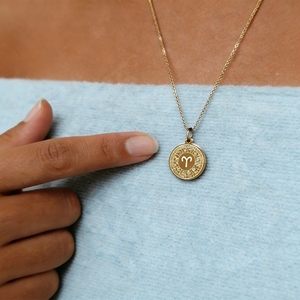 MECYLIFE Joyería Personalizada del Zodiaco, Medallón de Oro de 18K, Collar de Moda para Mujer, 12 Signos del Zodiaco, Colgante de Horóscopo - Product Image 3