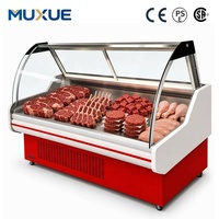 Vitrine réfrigérée MUXUE 2,5 m pour charcuterie, avec refroidissement par air, vitrine de présentation, réfrigérateur à verre incurvé, contrôle numérique de la température pour supermarché