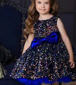 2022 princesse גלימה fille ניגודיות קשת יוקרה נצנצים כדור שמלת מסיבת יום הולדת שמלת זהב כהה פרח השמלה של בנות 1 12 ילד