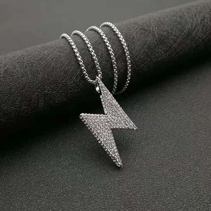 yunnique Lightning Pendant Necklace Stainless Steel Pave Setting Unisex Gift Jewelry DZ311 - Product Image 2