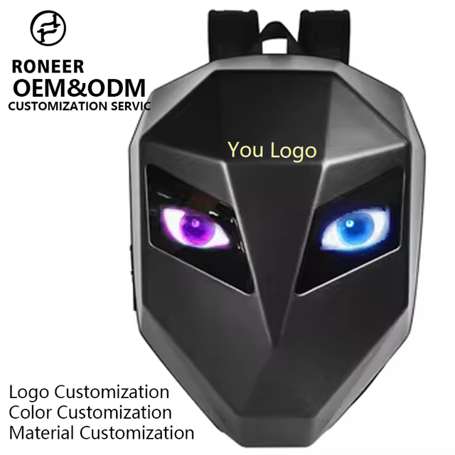 New Design Outdoor Digital Dynamic Screen Black Nylon Backpack Led Light Display Smart Men Backpack Led Knight Backpack