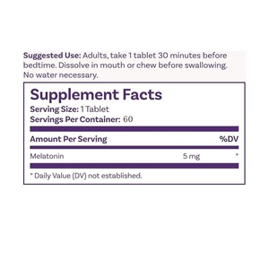 Cápsulas de Melatonina 5mg de Disolución Rápida, Suplementos para Dormir para Adultos, Sabor Fresa, 60 Unidades - Product Image 2
