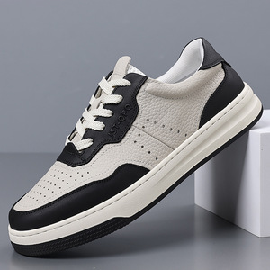 Zapatillas Deportivas de Piel Bicolor Beige y Azul Marino para Hombre, Transpirables, Antideslizantes, Casuales, para Uso Diario y de Oficina - Product Image 2