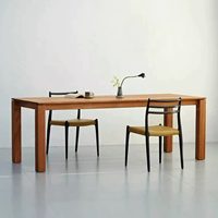 Table à manger en teck massif du Myanmar, style moderne minimaliste, rectangulaire, grain naturel, pieds carrés, pour intérieur/extérieur, salle à manger, jardin, terrasse