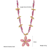 Collier en corde de coton tissé à la main original, associé à un pendentif floral en acier inoxydable, collier tendance et personnalisé