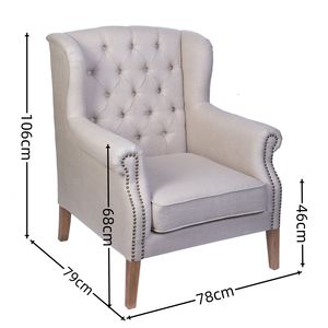Modern Design Wooden Chesterfield Wingback High Back Accent Sofa <strong>Chair</strong> for Living Room Dining for Home or Villa Leisure Style - Product Image 2