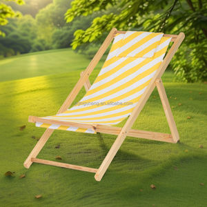 Chaise pliante extérieure légère portable avec accoudoir en <span class=keywords><strong>bois</strong></span> à dossier haut en tissu Oxford pour camping Beach Park Hotels - Product Image 1