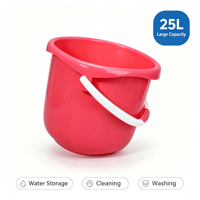 Seau de lavage en plastique de 25 litres avec poignée, seau de stockage d'eau domestique multicolore