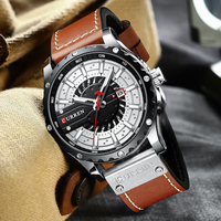 Jam Tangan Pria CURREN 8374 Fashion Casual Bisnis Tahan Air Tali Kulit Quartz Reloj Bercahaya