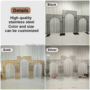 SMOOTH Event Decor Gold Metal Arch Wedding <b>Backdrop</b> Gold Stainless Steel Square Artificial Flower Wedding Decorate Arch - Product Image 4