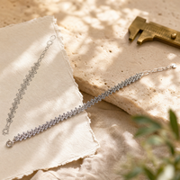 Bracelet tressé gris argenté avec perles facettées, bracelets tendance pour femmes, bracelet tressé avec perles