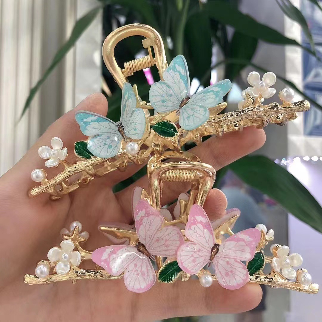 Металлическая заколка для волос в форме сердца, золотистого цвета, 11,5 см, модные аксессуары для волос для женщин, милый бант, Бабочка, зажим для волос