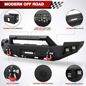 Parachoques Delantero con Cabrestante de Ancho Completo ULON, <span class=keywords><strong>Precio</strong></span> de Fábrica, para Camioneta Chevy Silverado 1500 2014 2015, Negro - Product Image 2