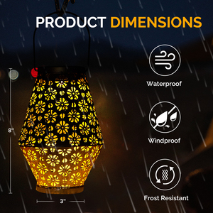 Solar Powered Lantern <b>Light</b> Metal Cutout Hanging Solar Lantern Auto On/Off LED Decorative <b>Light</b> <b>for</b> Patio Garden <b>Pathway</b> - Product Image 4