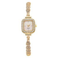 Jam Tangan Wanita Quartz Bentuk Kotak Kecil Model Gelang Elegan, Arloji Wanita Bahan Alloy Dial 26mm, Jam Tangan Junior