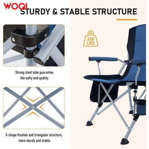 เก้าอี้ชายหาดพับได้พนักพิงสูง Woqi สีน้ำเงินเข้ม สำหรับตั้งแคมป์ ตกปลา พร้อมที่วางแก้วและช่องเก็บของ - Product Image 4