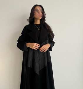 2025 черное модное элегантное, скромное, арабское платье, шикарное льняное макси для мусульман, в сочетании с серой - Product Image 1