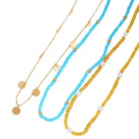 Chaîne de taille en métal plaqué or avec sequins, cordon turquoise et perles de riz, bijou de corps multicouche pour fêtes à la plage