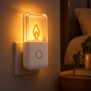 Luz nocturna LED con sensor de luz delantera y trasera de 3 niveles de intensidad, forma de llama, color blanco cálido, directo de fábrica, para dormitorio o pasillo. - Product Image 2