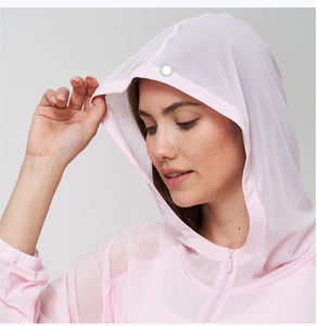 Fermeture éclair antidérapante haut de sport pour <span class=keywords><strong>femme</strong></span> poignets serrés vêtements de Yoga à manches longues poche latérale crème solaire coupe ample pull à capuche - Product Image 6