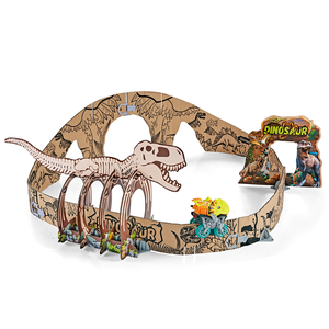 مجموعة ألعاب STEM قابلة للتركيب للأطفال، لعبة سيارات الديناصورات الكرتونية مع سيارات سباق كهربائية ومسارات رسمية MH710475 - Product Image 3