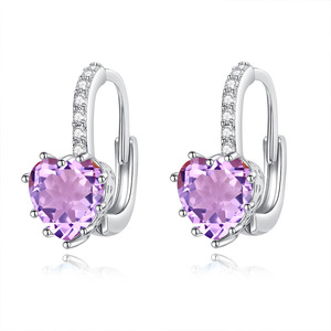 9 Pendientes de Aro de Plata de Ley 925 con Baño de Oro Blanco y Piedras Naturales de Corte Corazón de 6mm de Alta Calidad, Joyería Streetwear - Product Image 1