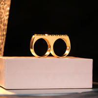 Bague personnalisée en acier inoxydable pour homme, double anneau, lettres personnalisées, style hip-hop, plaqué or 18 carats, cadeau pour femme