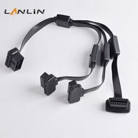 Cable de Extensión OBD2 en Ángulo Recto, 1 Macho a 3 Hembras, con Interruptor Independiente, 16 Pines, Cable Alimentado para Herramientas de Diagnóstico de Automóviles