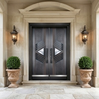 Porte double moderne de sécurité européenne personnalisable en cuivre, aluminium et acier, idéale pour les entrées d'appartements et de villas