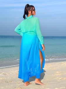 Costume da bagno burkini musulmano modesto da donna a maniche lunghe, colore sfumato, copertura totale, per la spiaggia - Product Image 4