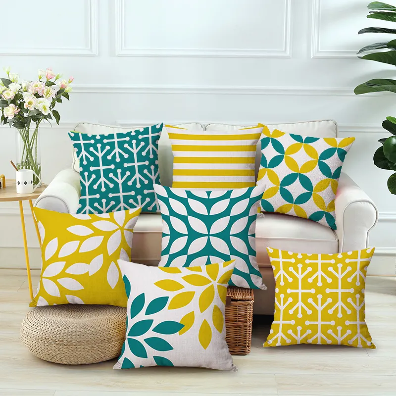 Amazon Wohnzimmer Stuhl Sofa Serie Kissen bezug gelbe Baumwolle Kissen bezug