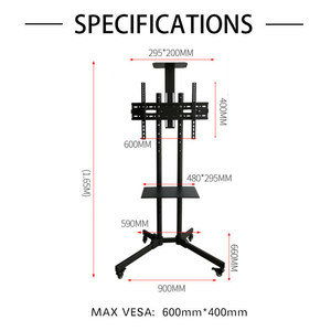 Support de télévision mobile robuste en acier <span class=keywords><strong>NB</strong></span>, réglable en hauteur de 32 à 65 pouces, avec rotation à 360 degrés, compatible LED/LCD, compatibilité VESA 680x480 mm - Product Image 6