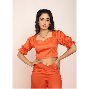 Top Corto con Recortes Florales para Mujer, Blusa Elegante de Verano, Moda Casual para Fiestas, Top Chic para Salir - Product Image 1