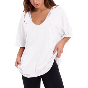 Camiseta Oversize para Mujer, Cuello en V, Manga Corta, Ajuste Holgado Informal, Color Liso, Top Deportivo para Entrenamiento, Camiseta Básica de Verano 2026 - Product Image 1